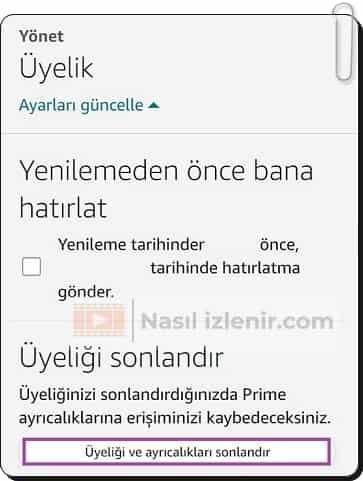 Amazon Prime Video Üyelik İptali